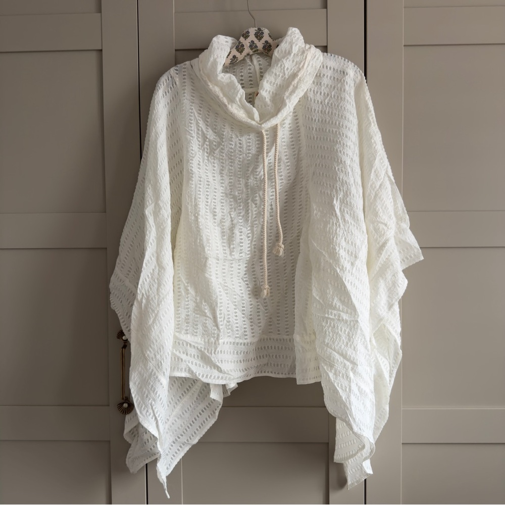 Lilka Bohemian Chic Beach Poncho by Anthropologie Funnel Neckline w/ Drawstring